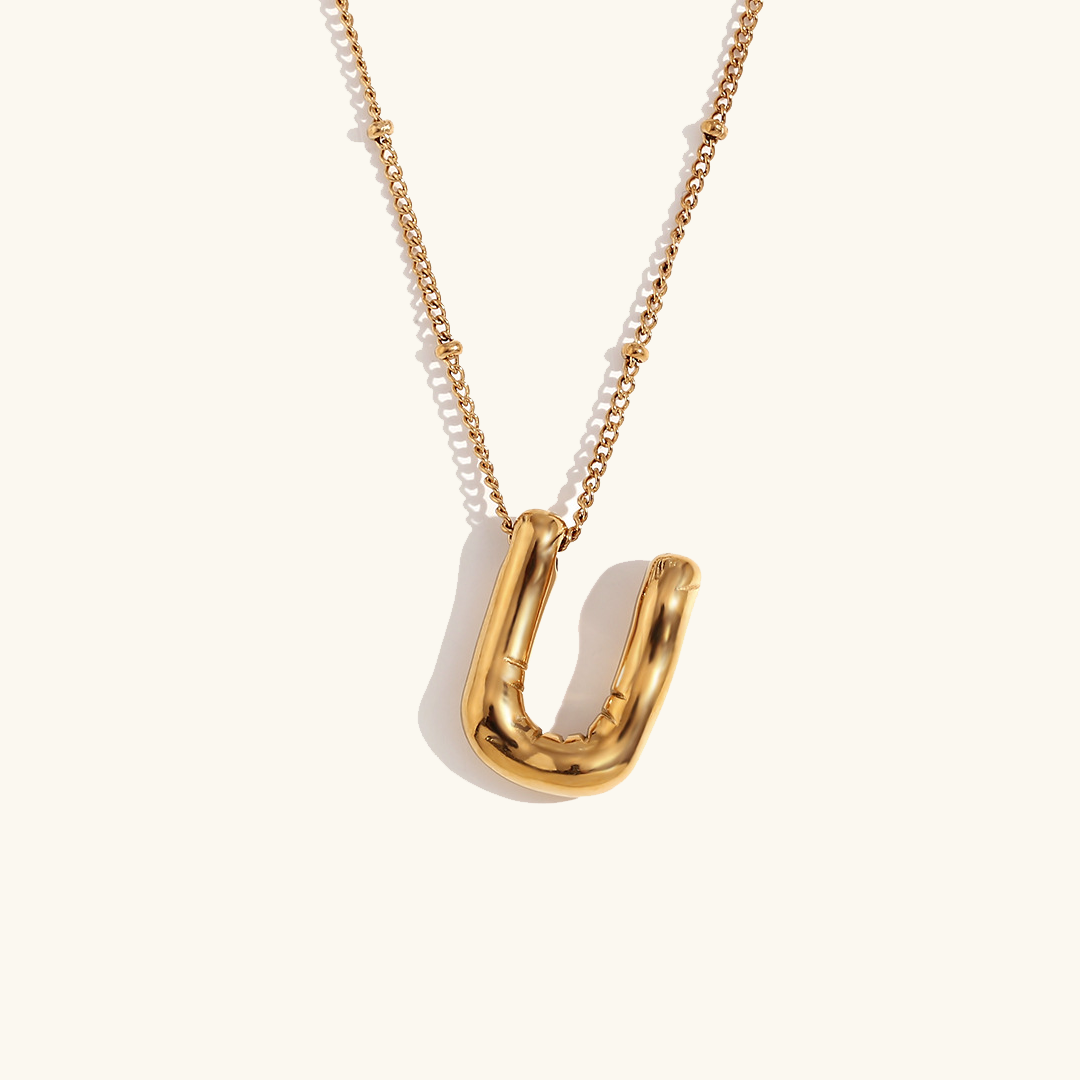 Valantomode | Gold Plated Volumetric Balloon Letter Necklace for Women