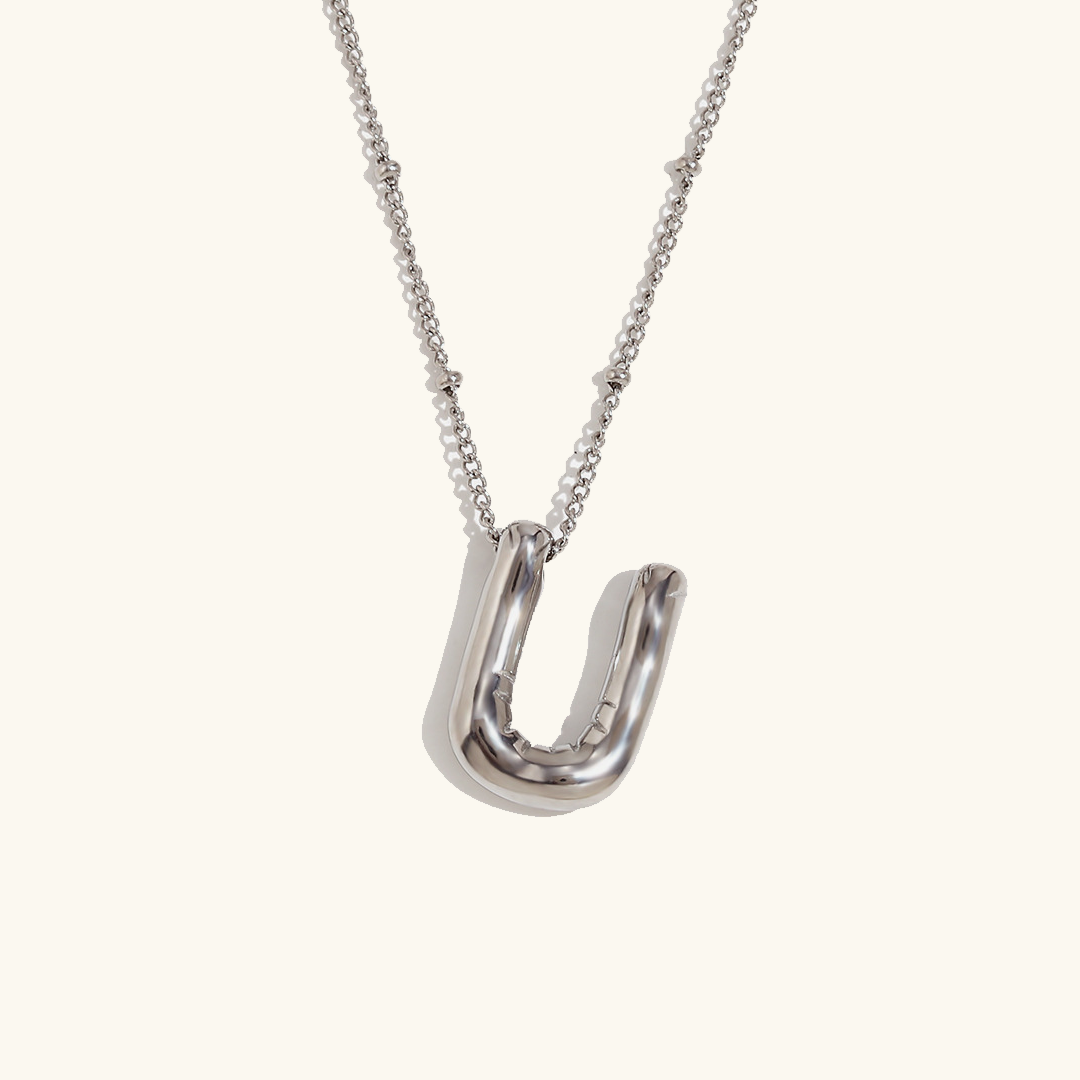 Valantomode | Gold Plated Volumetric Balloon Letter Necklace for Women