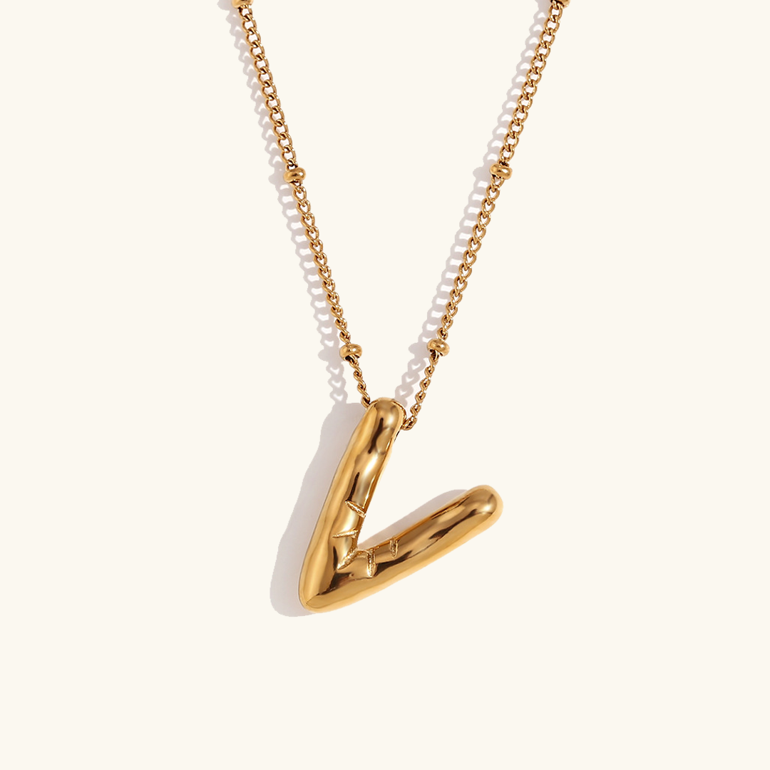 Valantomode | Gold Plated Volumetric Balloon Letter Necklace for Women