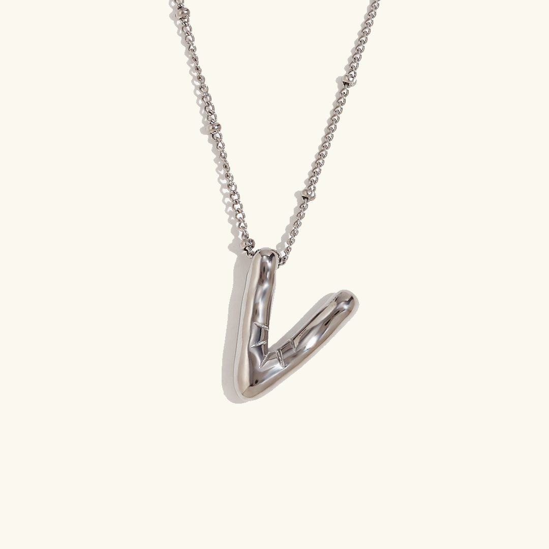 Valantomode | Gold Plated Volumetric Balloon Letter Necklace for Women