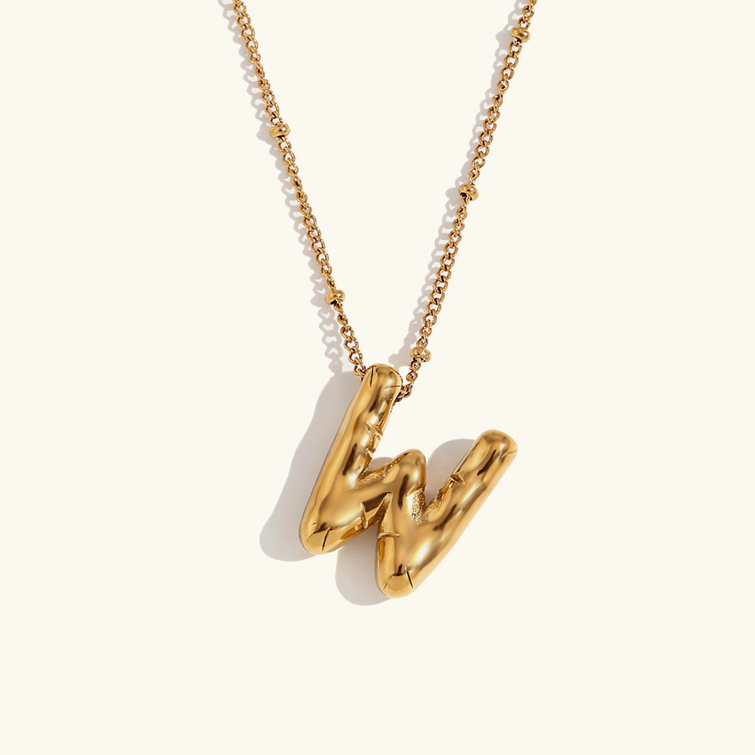 Valantomode | Gold Plated Volumetric Balloon Letter Necklace for Women