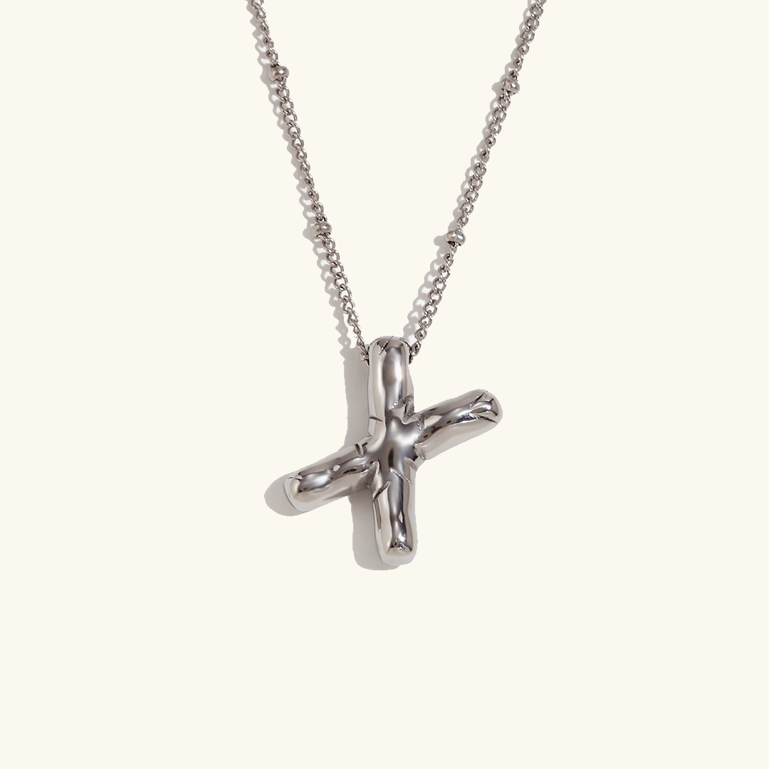 Valantomode | Gold Plated Volumetric Balloon Letter Necklace for Women