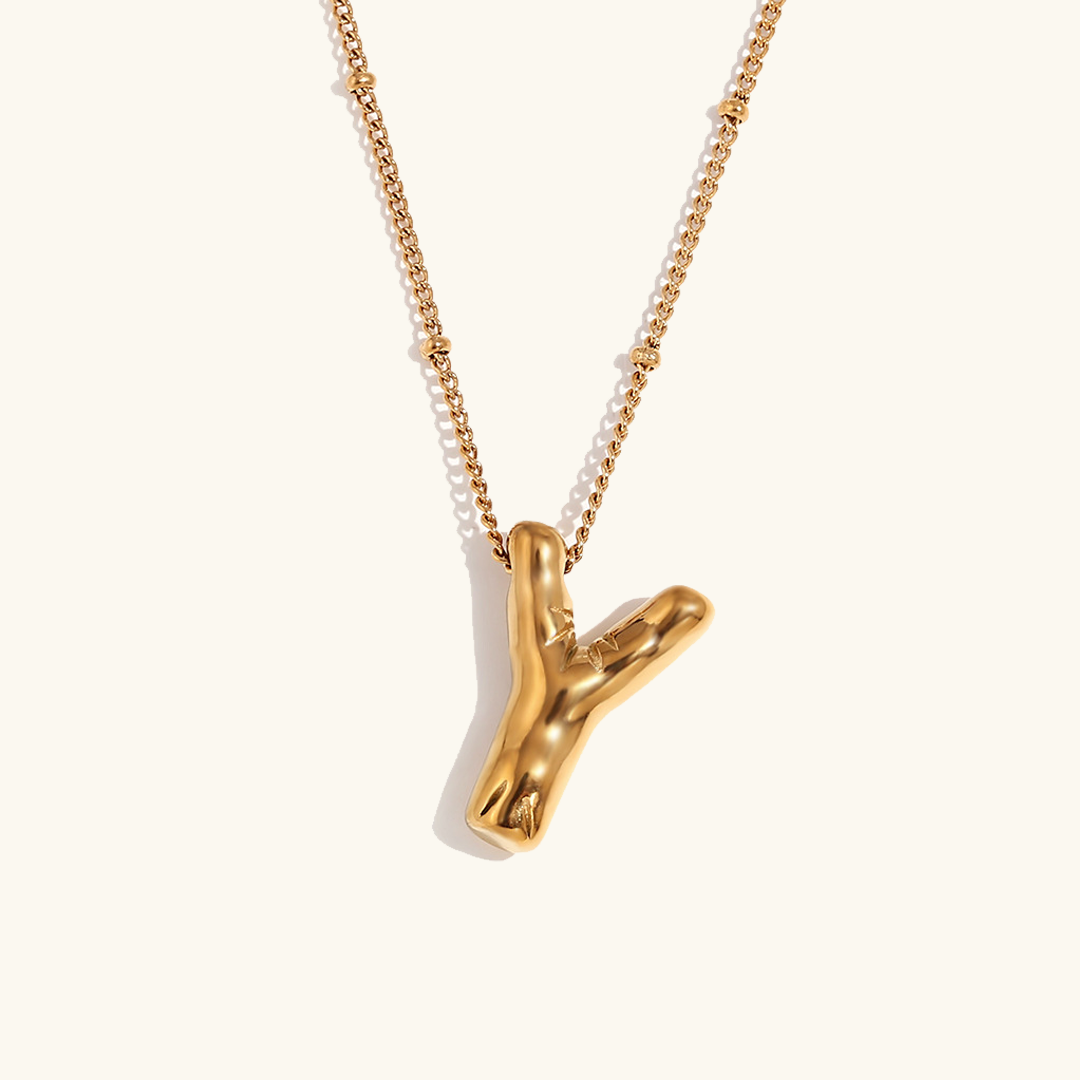Valantomode | Gold Plated Volumetric Balloon Letter Necklace for Women