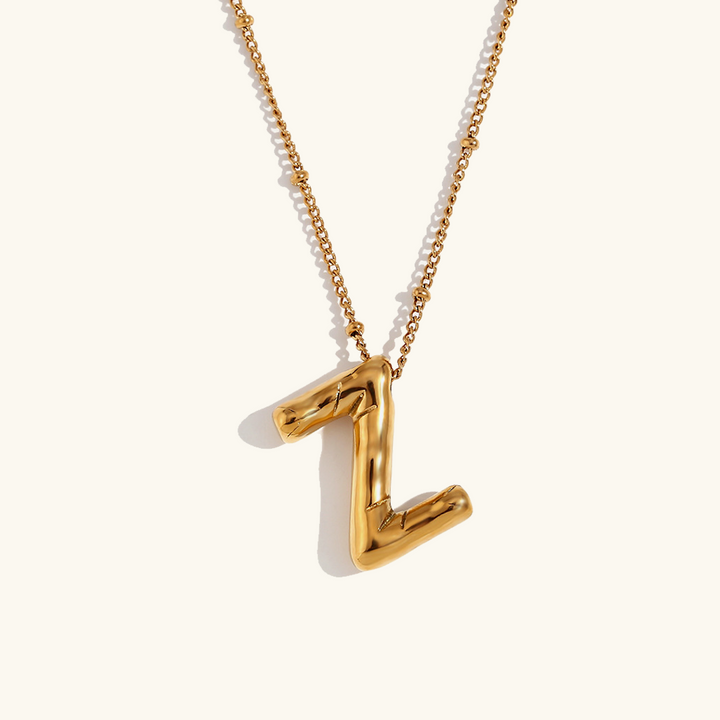 Valantomode | Gold Plated Volumetric Balloon Letter Necklace for Women