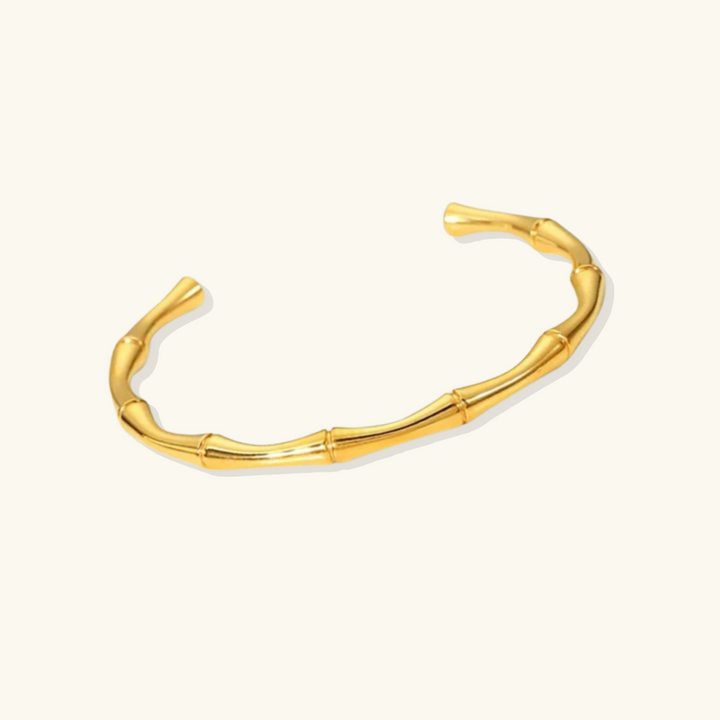 Valantomode | Plated Bamboo Essence Bangle with Cylindrical-Nodular Architecture and High-Mass Geometry