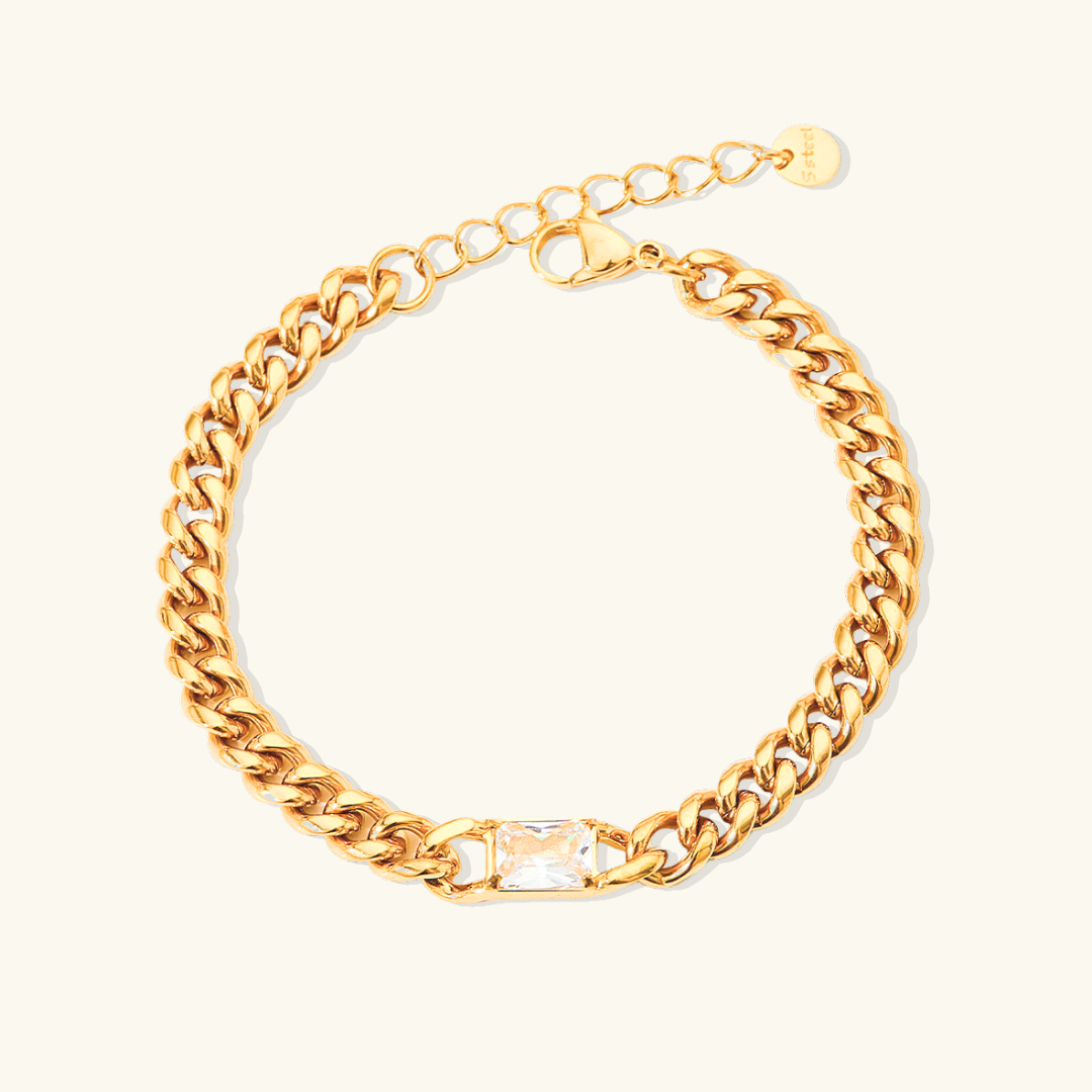 Valantomode | Gold Plated Single Stone Bracelet for Women