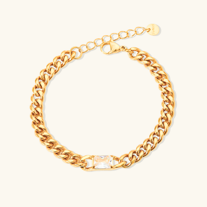 Valantomode | Gold Plated Single Stone Bracelet for Women