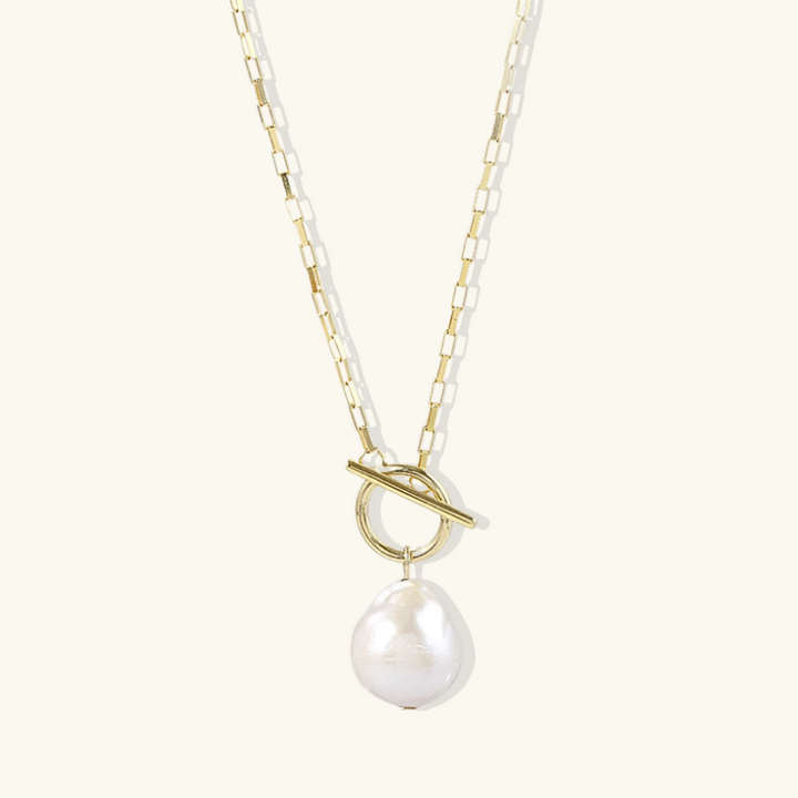 Valantomode | Gold Plated Baroque Pearl Necklace for Women