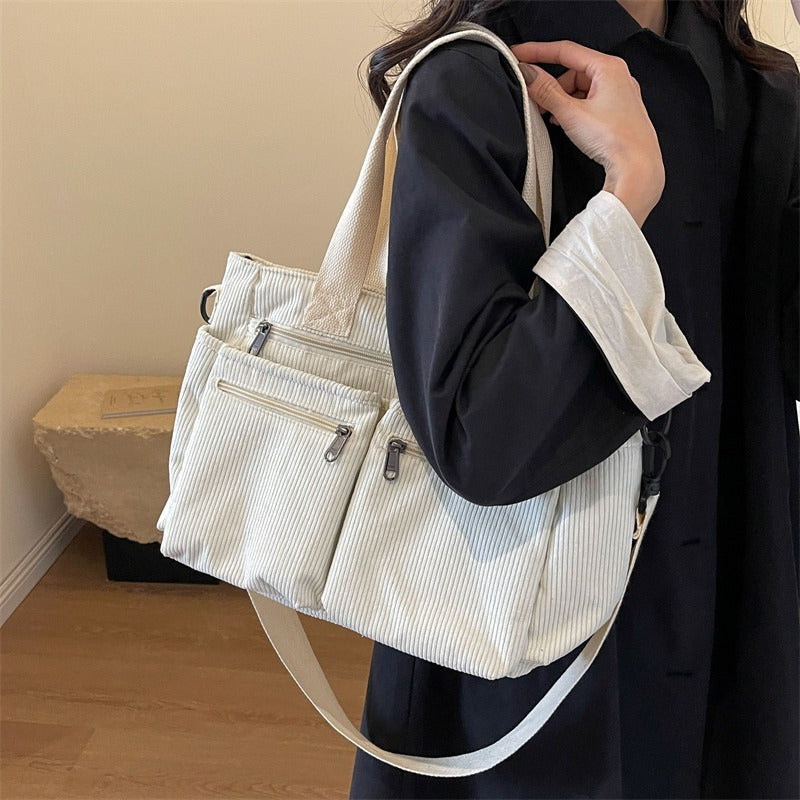 Valantomode | Velvet Ribbed Garrison – Premium Corduroy Water-Resistant Business Tote & Book Bag
