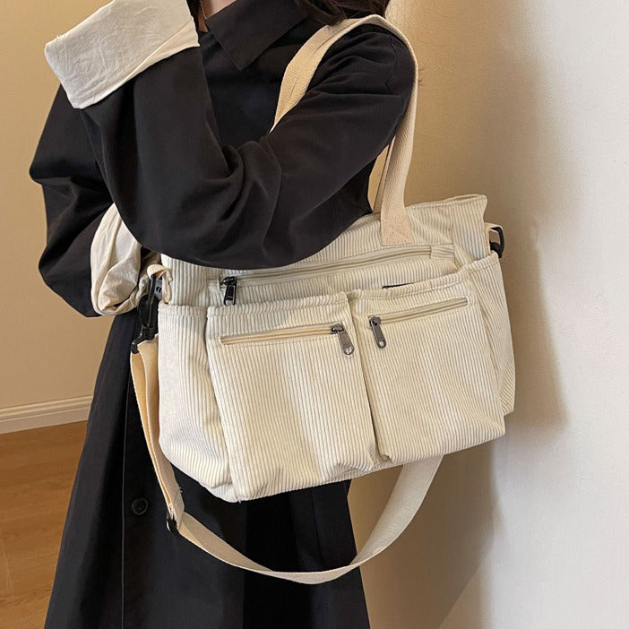 Valantomode | Velvet Ribbed Garrison – Premium Corduroy Water-Resistant Business Tote & Book Bag