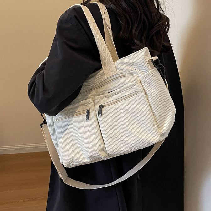 Valantomode | Velvet Ribbed Garrison – Premium Corduroy Water-Resistant Business Tote & Book Bag