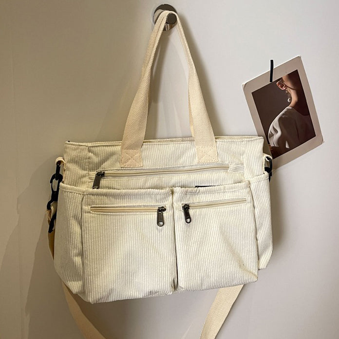 Valantomode | Velvet Ribbed Garrison – Premium Corduroy Water-Resistant Business Tote & Book Bag