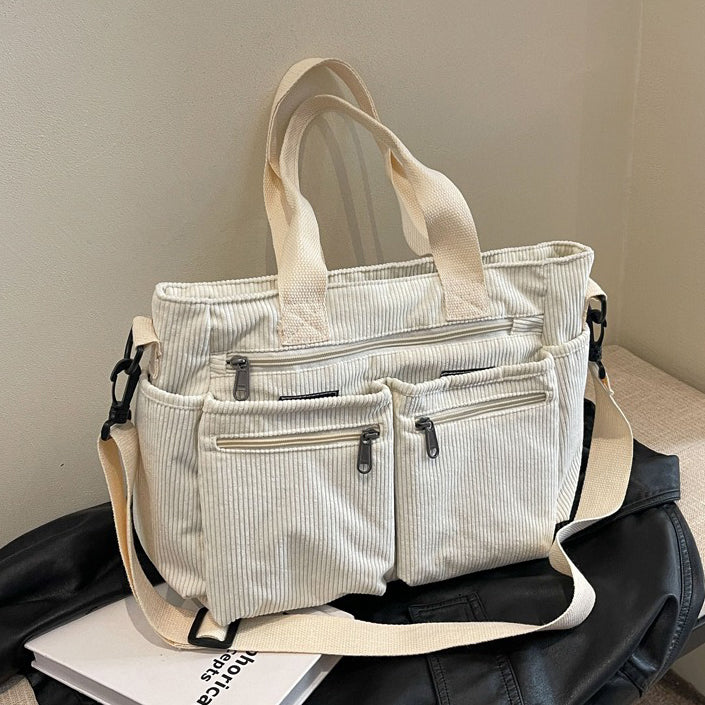 Valantomode | Velvet Ribbed Garrison – Premium Corduroy Water-Resistant Business Tote & Book Bag
