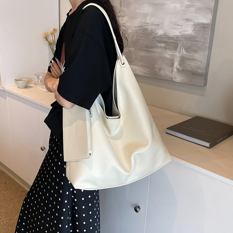 Valantomode | Aria Vertical Slouch – Premium Vegan Leather Oversized Tote with Modular Pouch