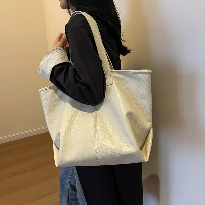 Valantomode | Aria Grande Soft-Touch Tote – Premium Vegan Leather Large Everyday Shoulder Bag