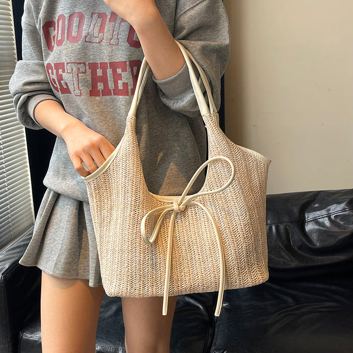 Valantomode | Odyssey Artisan Garrison – Premium Woven Straw & Vegan Leather Large Summer Tote
