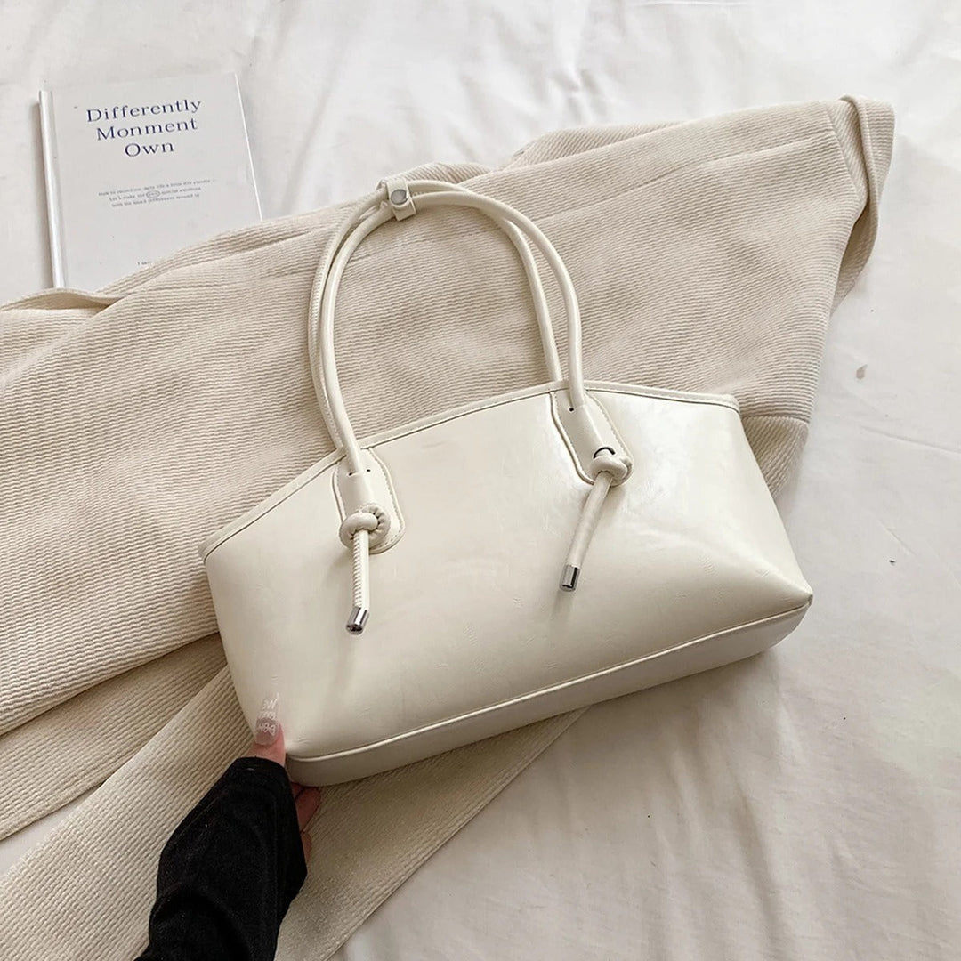 Valantomode | Aria Archival Baguette – Premium Vegan Leather Slim Shoulder Bag with Silver-Tone Accents