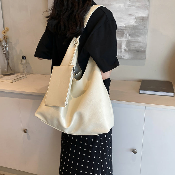 Valantomode | Aria Vertical Slouch – Premium Vegan Leather Oversized Tote with Modular Pouch
