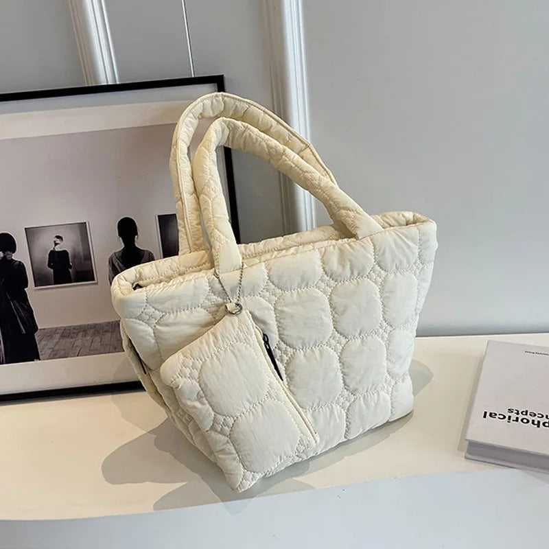 Valantomode | The Veridian Cubic Garrison – Women's Premium Boxy Quilted Puffer Tote