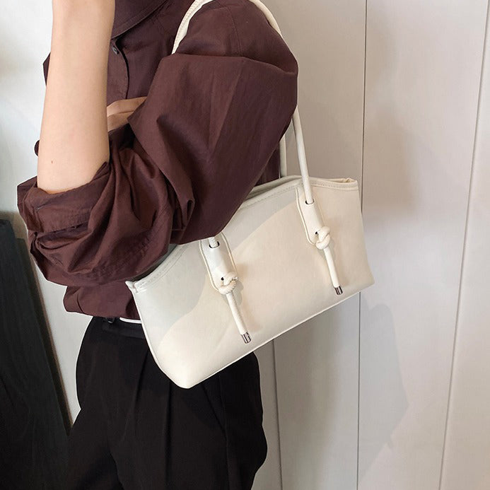 Valantomode | Aria Archival Baguette – Premium Vegan Leather Slim Shoulder Bag with Silver-Tone Accents