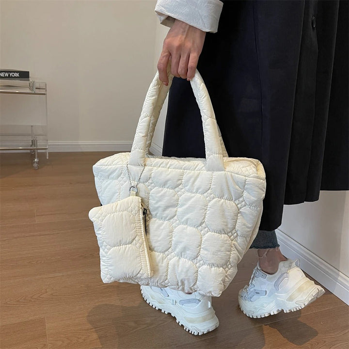 Valantomode | The Veridian Cubic Garrison – Women's Premium Boxy Quilted Puffer Tote