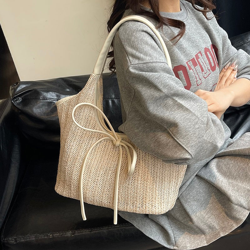 Valantomode | Odyssey Artisan Garrison – Premium Woven Straw & Vegan Leather Large Summer Tote