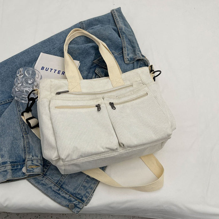 Valantomode | Velvet Ribbed Garrison – Premium Corduroy Water-Resistant Business Tote & Book Bag