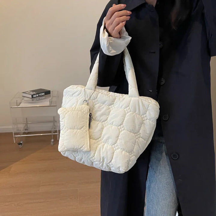 Valantomode | The Veridian Cubic Garrison – Women's Premium Boxy Quilted Puffer Tote