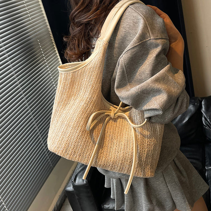 Valantomode | Odyssey Artisan Garrison – Premium Woven Straw & Vegan Leather Large Summer Tote