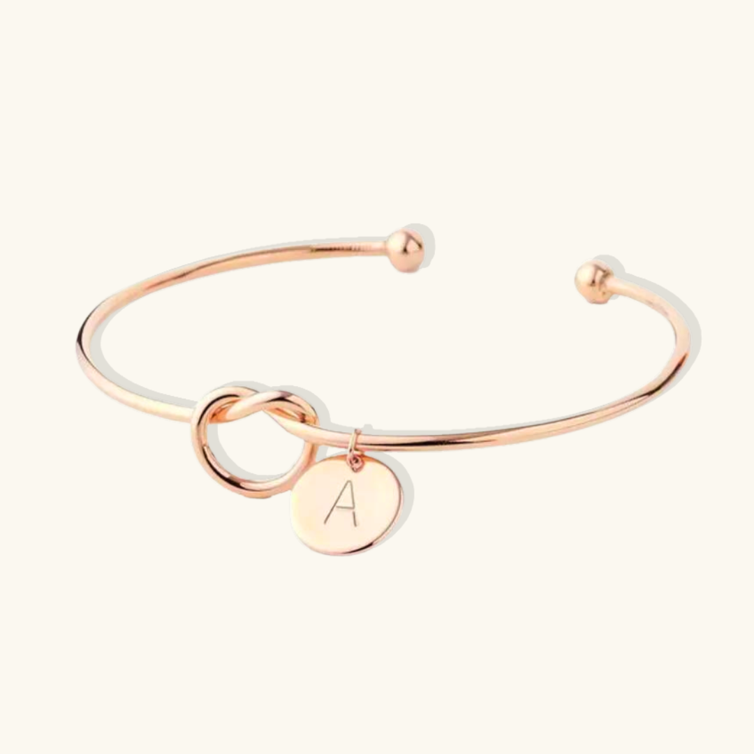 Valantomode | Gold Plated Initial Charm Bangle for Women