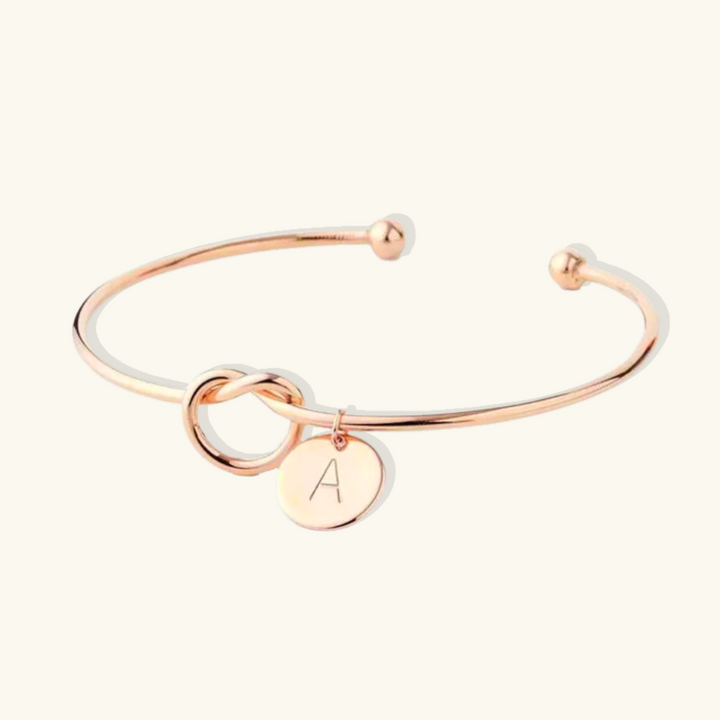 Valantomode | Gold Plated Initial Charm Bangle for Women