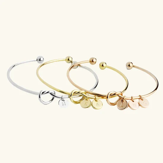 Valantomode | Gold Plated Initial Charm Bangle for Women