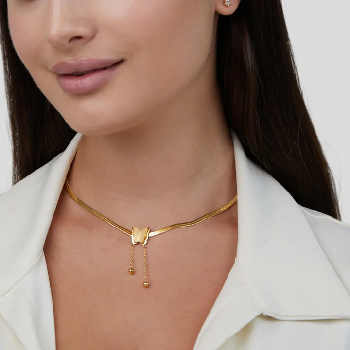Valantomode | Heavyweight Plated Butterfly Motif Necklace for Women