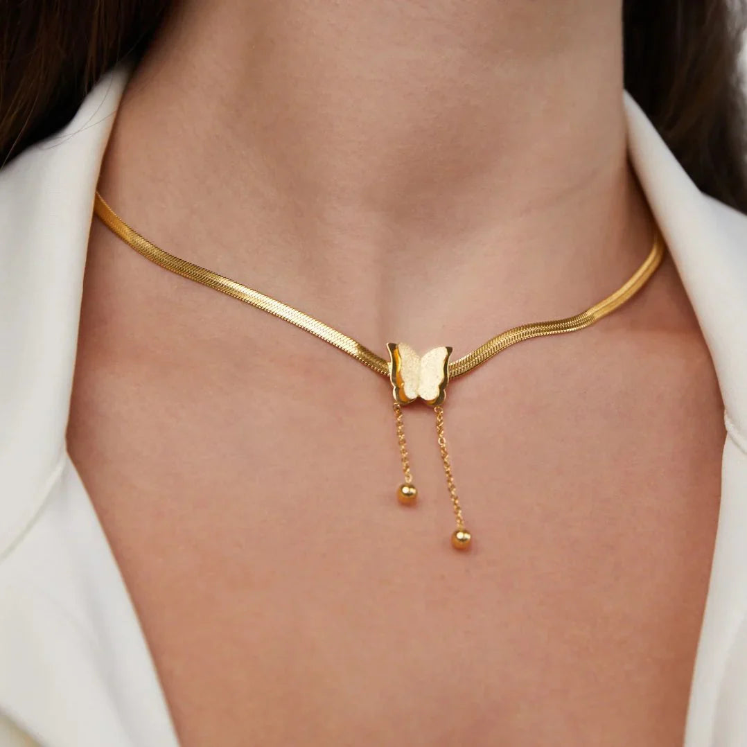 Valantomode | Heavyweight Plated Butterfly Motif Necklace for Women