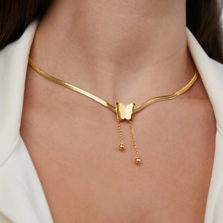 Valantomode | Heavyweight Plated Butterfly Motif Necklace for Women