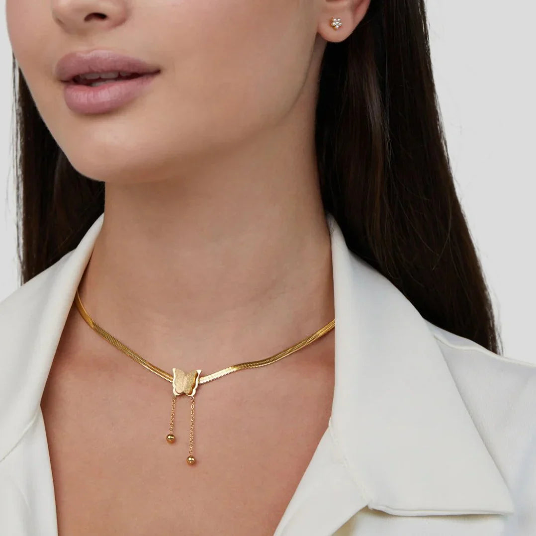 Valantomode | Heavyweight Plated Butterfly Motif Necklace for Women