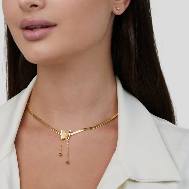 Valantomode | Heavyweight Plated Butterfly Motif Necklace for Women