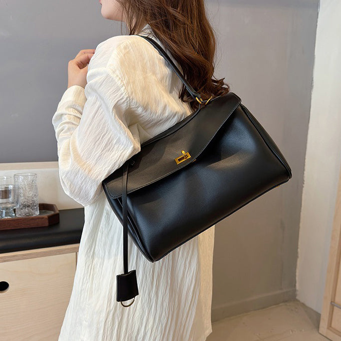 Valantomode | Apex Commuter Garrison – Premium Vegan Leather Structured Tote with Gold-Tone Turn-Lock