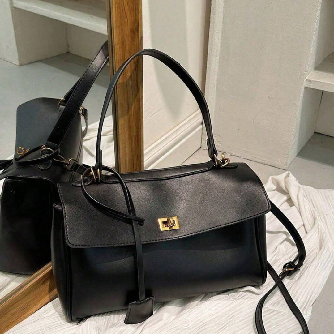Valantomode | Apex Commuter Garrison – Premium Vegan Leather Structured Tote with Gold-Tone Turn-Lock