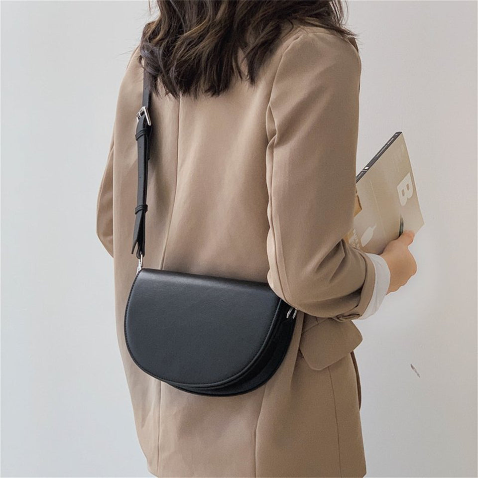 Valantomode | The Lunar Orbital Garrison – Women's Premium Geometric Half-Moon Crossbody Bag