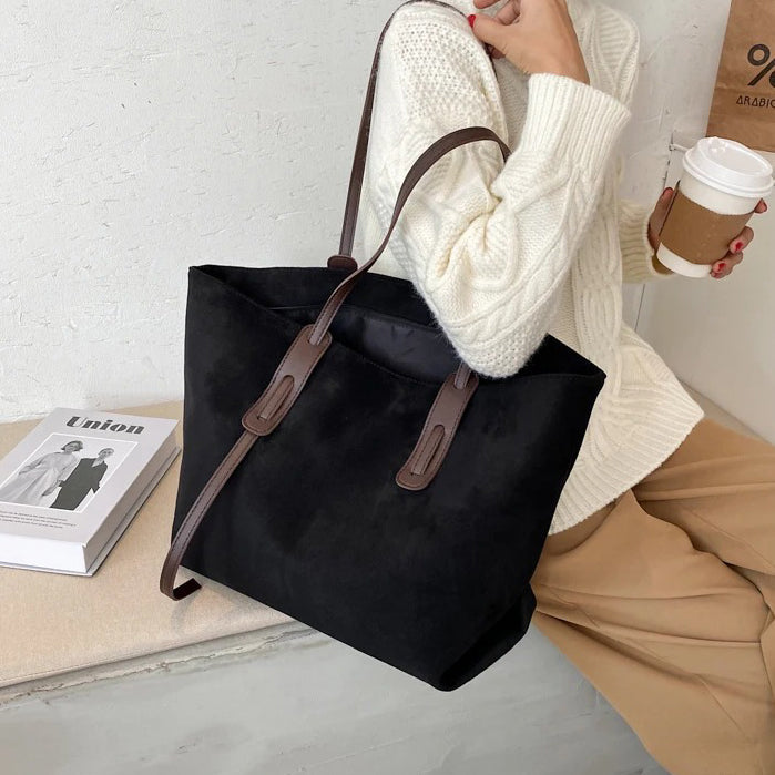 Valantomode | The Moss Suede Executive – Women's Premium Oversized Soft-Touch Tote Bag