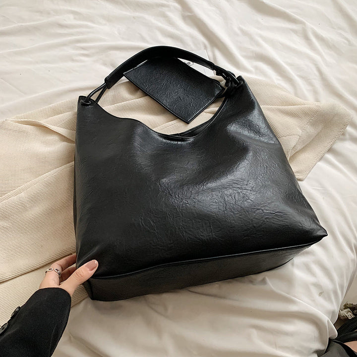 Valantomode | Aria Vertical Slouch – Premium Vegan Leather Oversized Tote with Modular Pouch