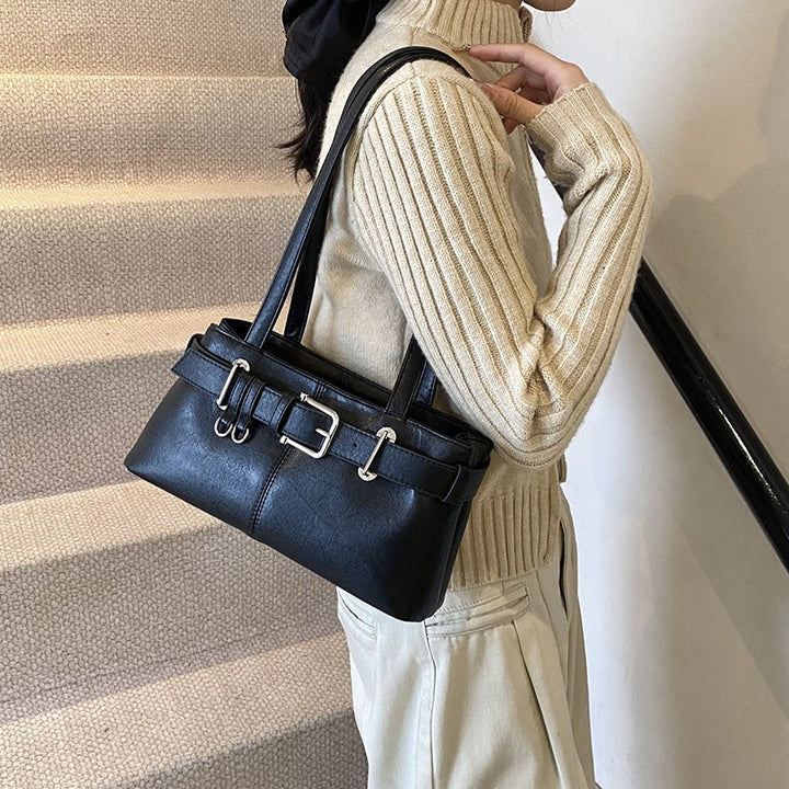 Valantomode | Aurora Buckle Archival – Premium Vegan Leather Slim 90s-Style Shoulder Bag