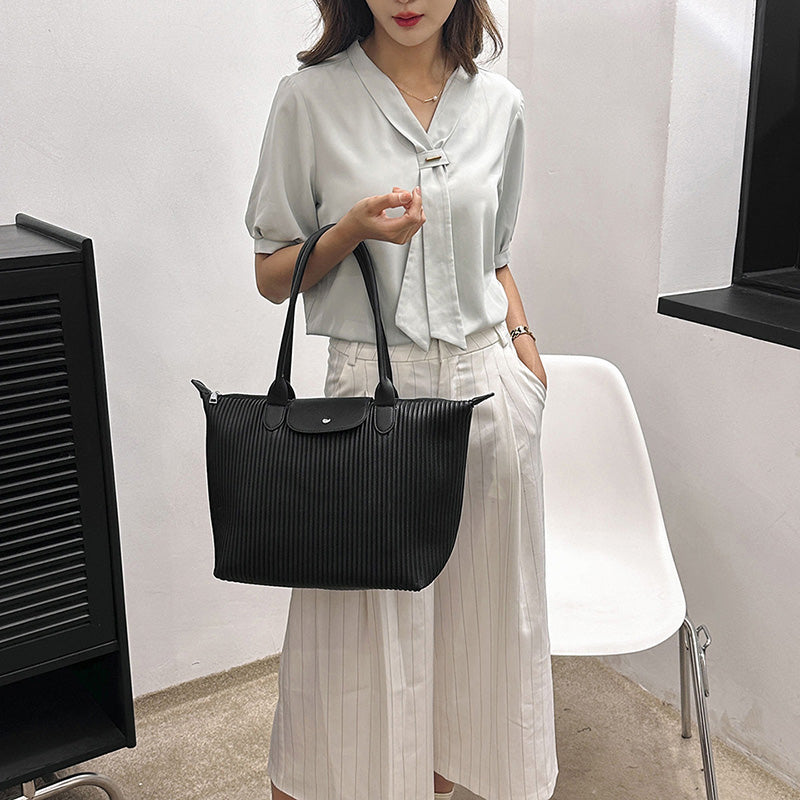 Valantomode | The Pleated Garrison – Women's Premium Architectural Top-Handle Tote