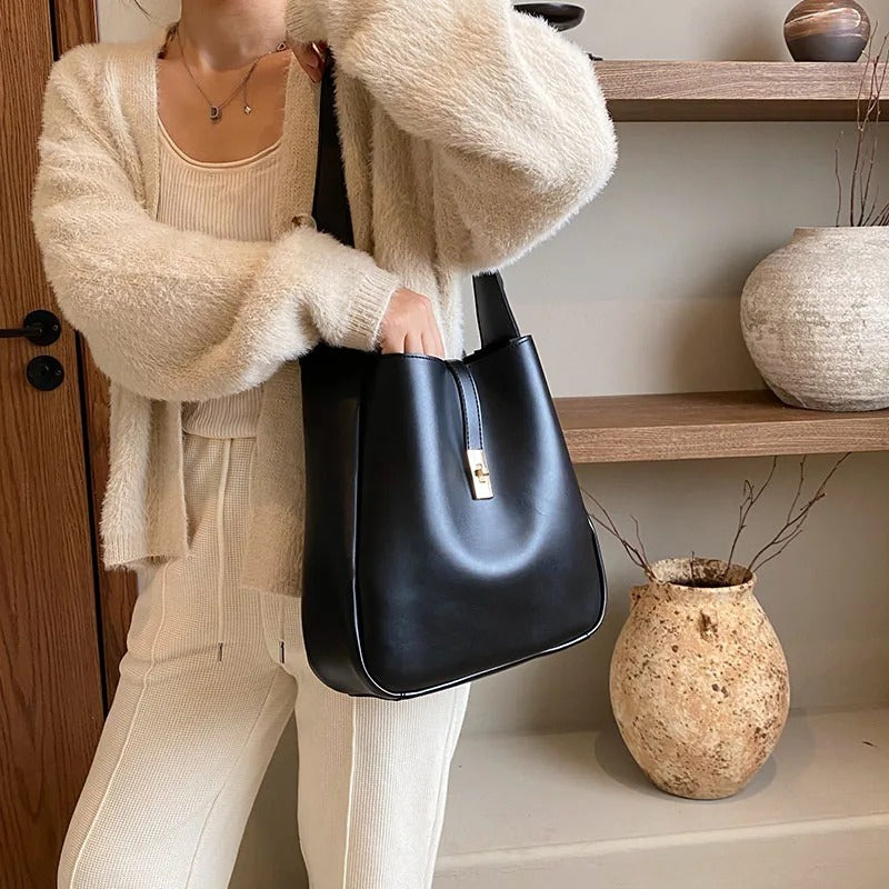 Valantomode | The Bea Vault Crossbody – Women's Premium Vegan Leather Turn-Lock Box Bag