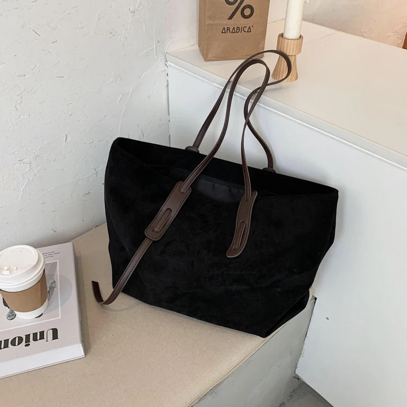 Valantomode | The Moss Suede Executive – Women's Premium Oversized Soft-Touch Tote Bag