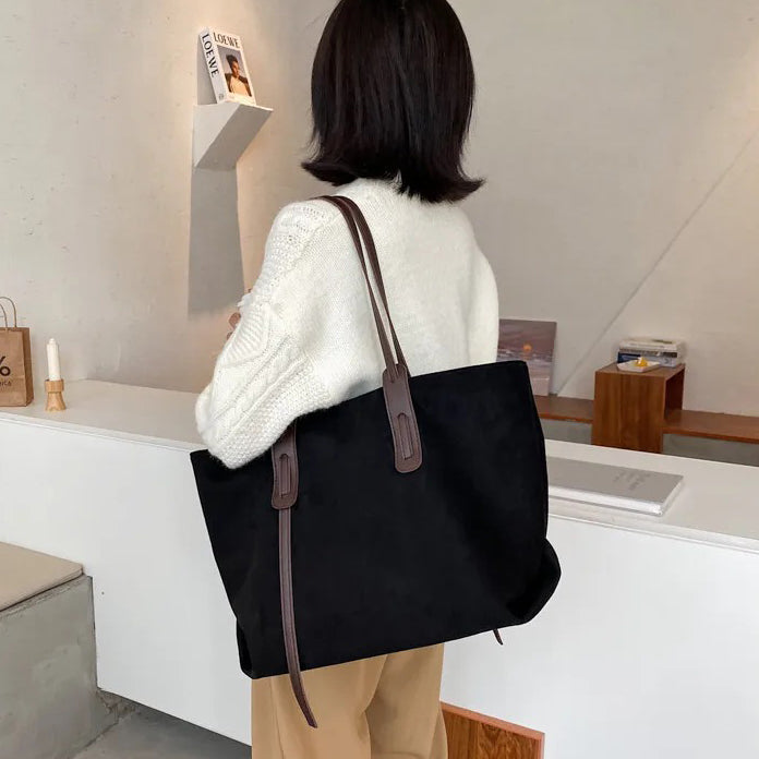 Valantomode | The Moss Suede Executive – Women's Premium Oversized Soft-Touch Tote Bag