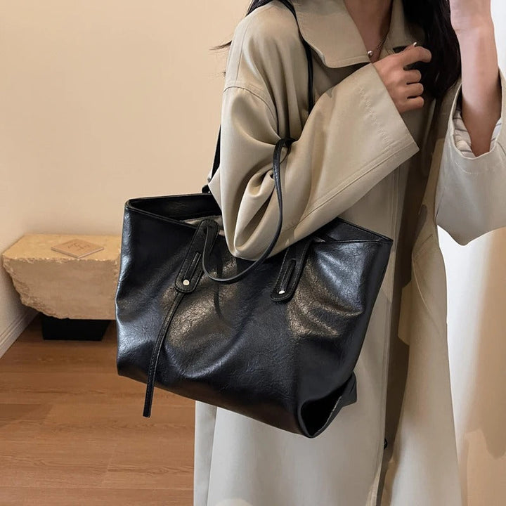 Valantomode | Grand Horizon XL Business Tote – Premium Vegan Leather Oversized Shoulder Bag