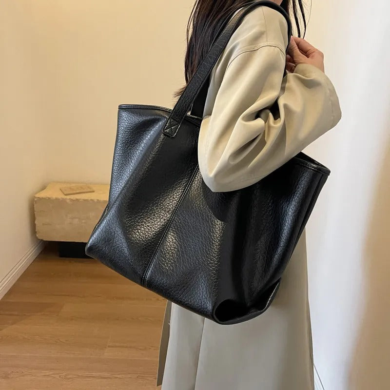 Valantomode | Aria Grande Soft-Touch Tote – Premium Vegan Leather Large Everyday Shoulder Bag
