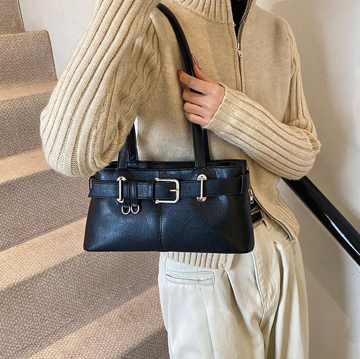Valantomode | Aurora Buckle Archival – Premium Vegan Leather Slim 90s-Style Shoulder Bag